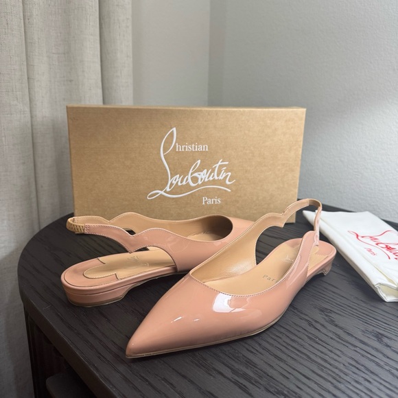 Christian Louboutin Hot Chickita Sling Flat Patent Nude 38.5 - Picture 4 of 8